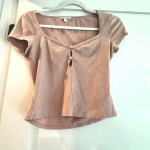 Reformation Women's Tan and Pink Shirt